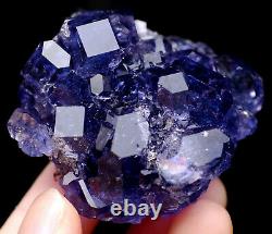 84.6g Natural Blue FLUORITE Quartz Crystal Cluster Mineral Specimen