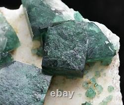 886g NATURAL Green Cube FLUORITE Quartz Crystal Cluster Mineral Specimen