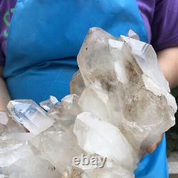 9.17 LB Natural white crystal Cluster Point Mineral Specimen Chakra repair