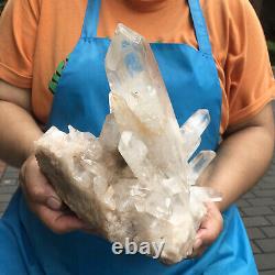 9.28LB Natural White Clear Quartz Crystal Cluster Rough Healing Specimen