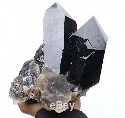 9.3LB Natural Beauty Rare Black Quartz Crystal Cluster Mineral Specimen