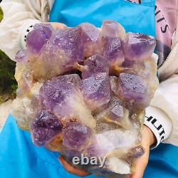 9.61LB Natural Amethyst Cluster Quartz Crystal Mineral Specimen Healing