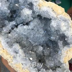 9.74LB Natural celestite geode cluster quartz crystal specimen healing AT5341