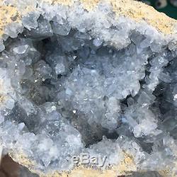 9.74LB Natural celestite geode cluster quartz crystal specimen healing AT5341