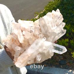 9.7LB Clear Natural Beautiful White QUARTZ Crystal Cluster Specimen N439