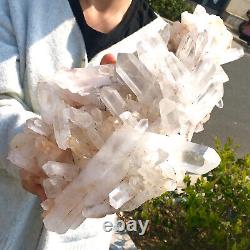 9.7LB Clear Natural Beautiful White QUARTZ Crystal Cluster Specimen N439