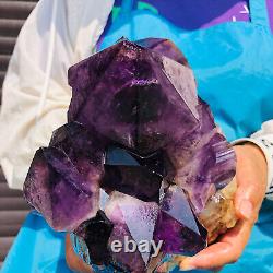 9.98LB Natural quartz purple crystal cluster ore sample Reiki spiritual healing