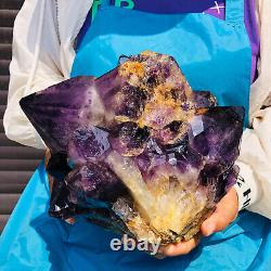 9.98LB Natural quartz purple crystal cluster ore sample Reiki spiritual healing