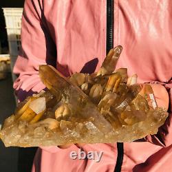 900g Natural Citrine Smoky Quartz Crystal Cluster Mineral Specimens AH971