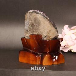 935g Natural amethyst quartz cluster crystal specimen Reiki healing + stent