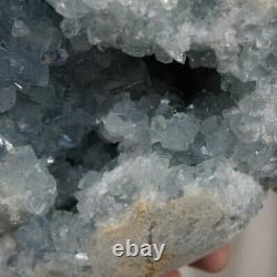 9LB 7.3 Natural Baby Blue Celestite Quartz Crystal Geode Cluster Points Brazil