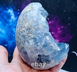 A Grade Large Polished Blue CELESTITE Geode Egg Crystal Cluster MADAGASCAR 1.2kg