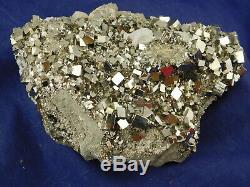 A HUGE Cluster! Dozens of AAA PYRITE Crystal CUBES with Calcite! Peru 1544gr