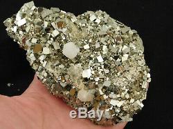 A HUGE Cluster! Dozens of AAA PYRITE Crystal CUBES with Calcite! Peru 1544gr