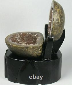 A Pair! Natural Agate Geode Quartz Crystal Cluster Point /STAND 266g