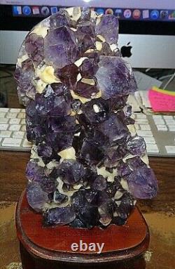 AMETHYST CRYSTAL CLUSTER CATHEDRAL GEODE FROM BRAZIL With CALCITE