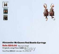 Alexander Mcqueen Signed Red Beetle Drop Earrings, Nwot ($550)