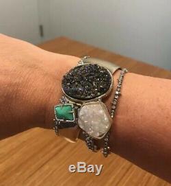 Alexis Bittar Angel Druzy Stone Cluster Cuff Bracelet $345 Crystals Thorns New