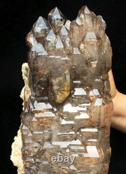 Amazing Big Shape Elestial Smoky Amethyst Crystal Cluster Skeletal Reiki Crystal