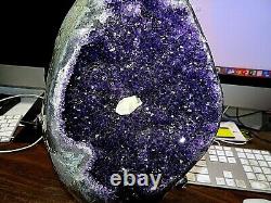 Amethyst Crystal Cluster Geode Uruguay Cathedral Calcite Point Stand