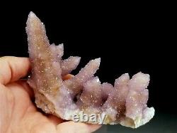 Amethyst Drusy Cactus Quartz Crystal Cluster with Orange Iron Oxides #5