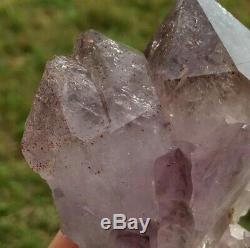 Amethyst Quartz Crystal Cluster Red Hematite Inclusions from Purple Heart Mine