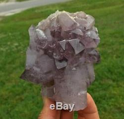 Amethyst Quartz Crystal Cluster with Red Hematite Fire Inclusions Purple Heart