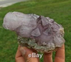 Amethyst Quartz Crystal Cluster with Red Hematite Fire Inclusions Purple Heart