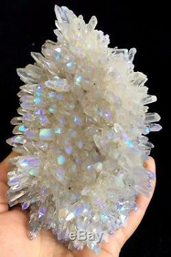 Angel color rainbow aura quartz crystal bismuth titanium silicon clusters