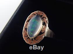Antique 14k 2 Carat Crystal Opal Ring Size 6 3/4