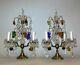 Antique Pair Lamps Girandoles Crystal Fruit Clusters Prism France Baccarat Style