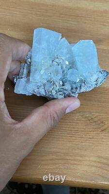 Aquamarine Cluster with Mica Crystal Specimen Pakistan Raw Stone Gem Terminated
