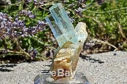 Aquamarine Crystal Cluster on Matrix Gem Quality Aqua Mineral Specimen Namibia