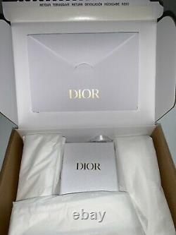 Authentic DIOR CLAIR D LUNE Gold-Finish Metal White Crystal STUD Earrings BNIB