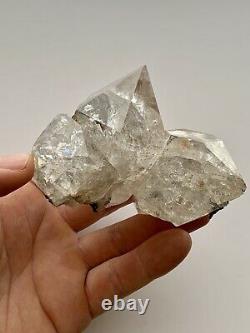 Authentic Large NY Herkimer Diamond Rainbow Quartz Crystal Cluster with Marcasite