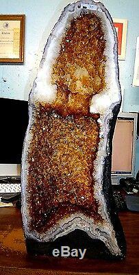 BEAUTIFUL 26 in. BRAZILIAN CITRINE CRYSTAL CATHEDRAL CLUSTER GEODE GREAT PRICE