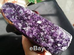 BEST! 1730g beautiful amethyst crystal cluster geode from uruguay +304g Stand