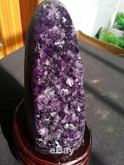 BEST! 1730g beautiful amethyst crystal cluster geode from uruguay +304g Stand