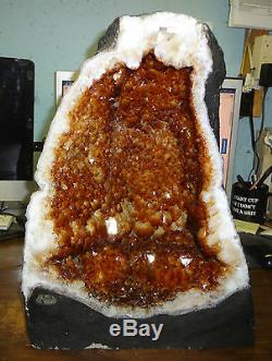 Beautiful 18 In Brazilian Citrine Crystal Cathedral Cluster Geode Brazil