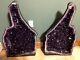 Beautiful 37 In. Unique Brazilian Amethyst Crystal Cathedral Cluster Geode Pair