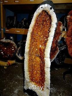 Beautiful Lg. 24/26 In. Brazilian Citrine Crystal Cathedral Cluster Geode Pair