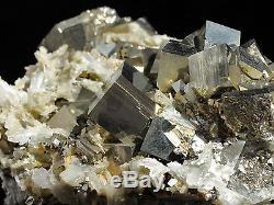 Bright Pyrite Crystals & Quartz Cluster Mineral From Shangbao, China