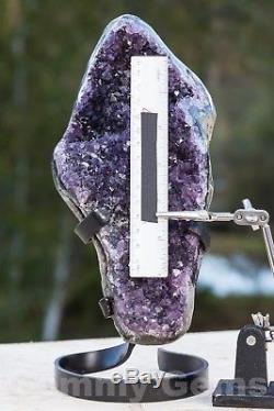 C0540 4.36lbs Large Amethyst Geode Quartz Crystal Cluster on Stand Cathedral