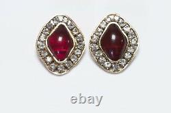 CHANEL 1970s Maison Gripoix Red Poured Glass Crystal Earrings