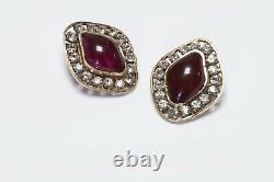 CHANEL 1970s Maison Gripoix Red Poured Glass Crystal Earrings