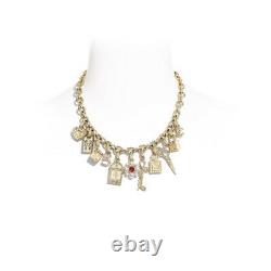 CHANEL 21P Carnival Clustered Charm Story Necklace Pearl CC Gold Choker 18 2021