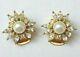 Christian Dior Earrings, Crystal Faux Pearl Gold Tone Clip-ons, Signed, Vintage