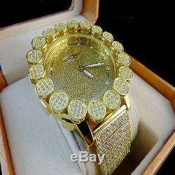 Canary Gold Men's Khronos Real Diamond Joe Rodeo Yellow Tone Cluster Bezel Watch