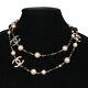 Chanel Cc Pearl Necklace 3 Cc Long Black & White Rhinestone Crystal
