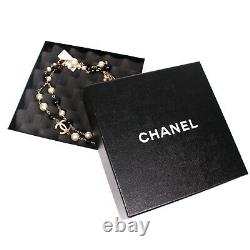 Chanel CC Pearl Necklace 3 CC Long Black & White Rhinestone Crystal
